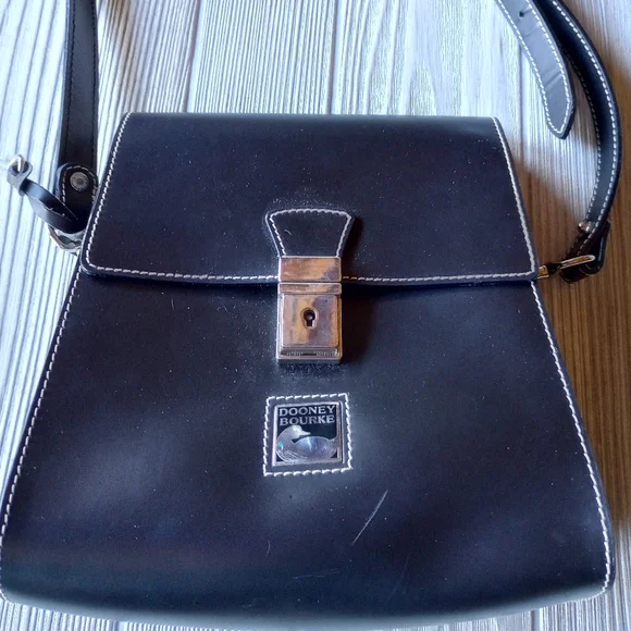 Dooney & Bourke Black Bag Made in Italy Purse with Lock and Key - Picture 1 of 15